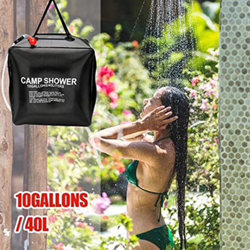 

Outdoor Camping Solar Shower Bag 10 Gallons/40L Summer Travel Shower Bag With Removable Hose On-Off Switchable Shower Head n