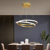 nordic led round ring chandelier gold modern metal pendant light with acrylic shades for bedroom living room dining room home