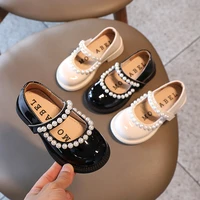 kids casual shoes patent leather for girl shoes black beige pearl princess girls children shoe spring autumn new soft soled slip
