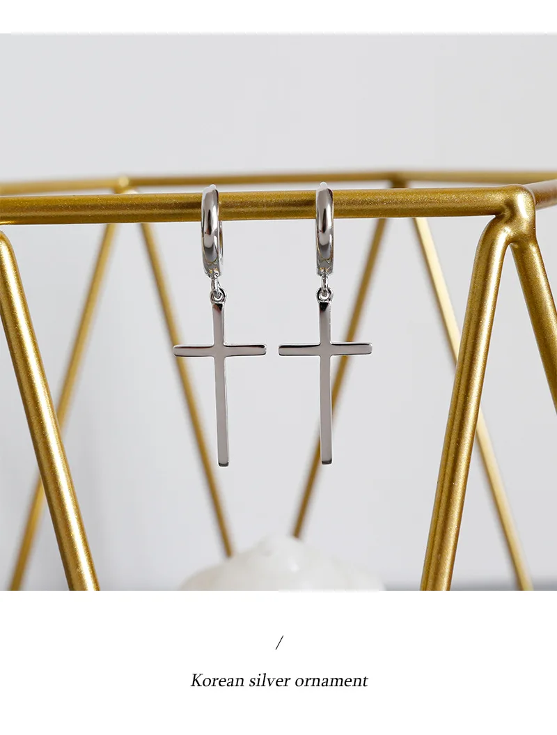 Punk Charm Jewelry Metal Ring Earrings Hanging Exaggerated Cross Pendant Earrings for Women Party Jewelry Earrings