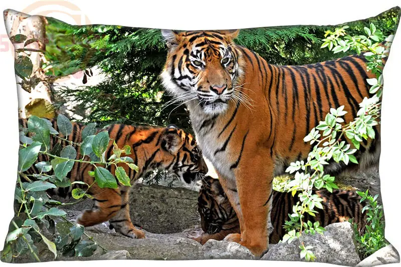 Обычная подушка чехол Тигр прямоугольник Подушка на молнии Чехол 45x35 см (одна