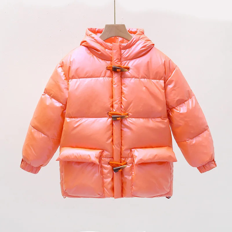 

Модная куртка для детей, зимняя одежда, однотонная теплая Повседневная Верхняя одежда в Корейском стиле для мальчиков и девочек, плотная дл...