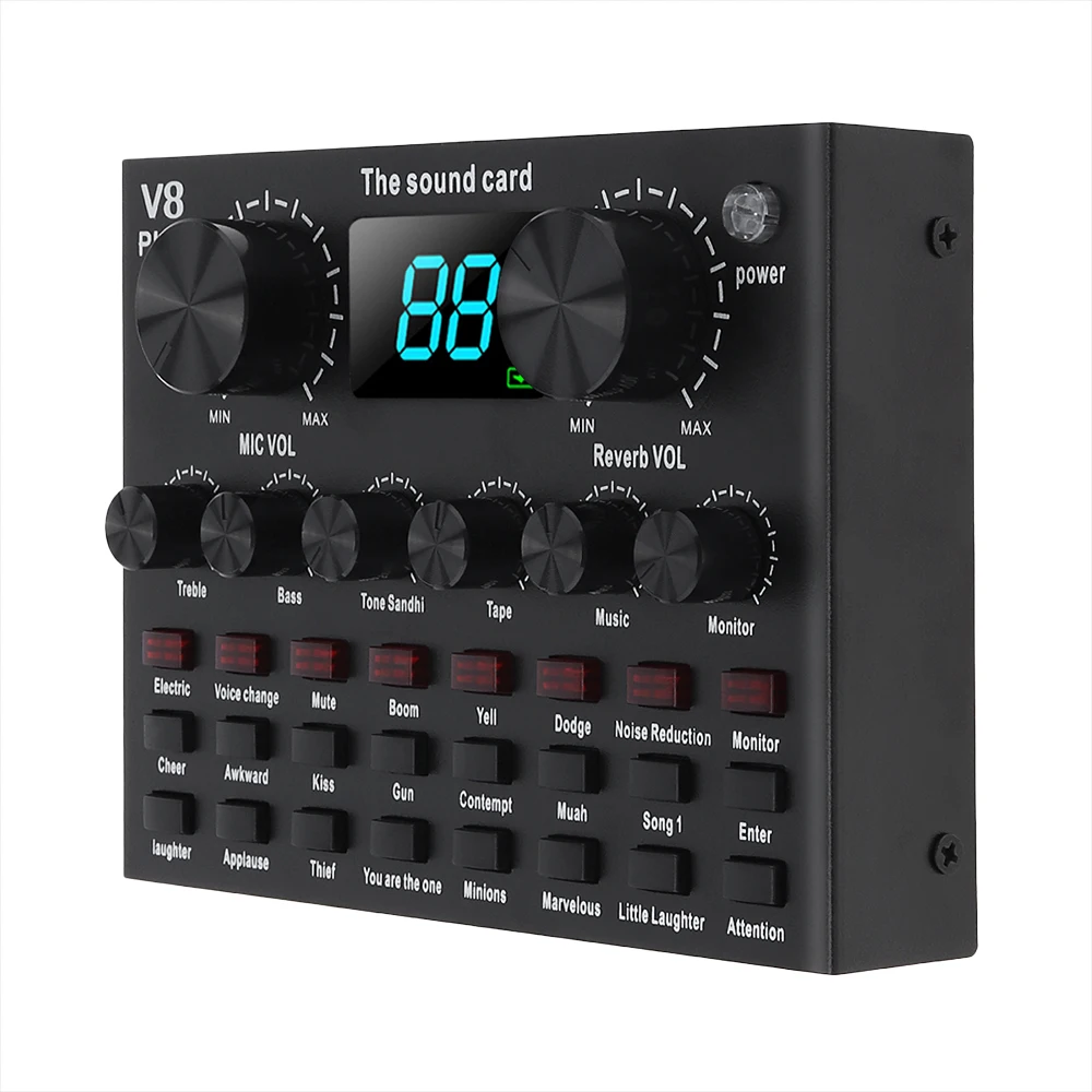 V8 Plus 4.1 Audio External USB Headset Microphone Webcast Live Sound Card with Live Broadcast for Phone Computer PC