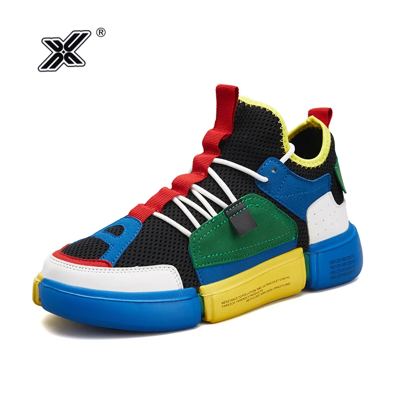 Мужские кроссовки на массивной подошве X черные дышащие платформе повседневная