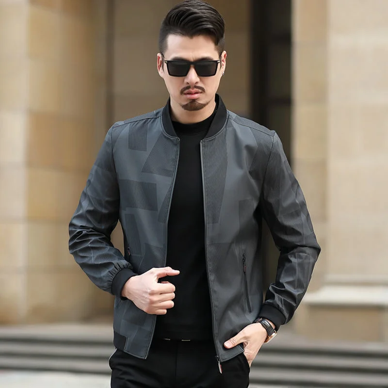 

Куртка мужская Тонкая с воротником-стойкой, модная повседневная верхняя одежда для отца, с принтом, для мужчин среднего возраста, O48, весна-о...