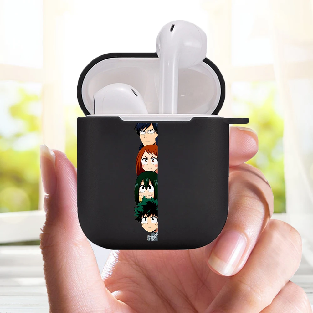 

NEW coque My Hero Academia Midoriya cartoon Cute Earphone Charging Box Case For Apple AirPods 2 1 Black Protective Accessories