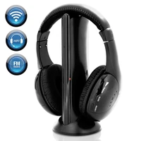 classical 5 in 1 headset wireless headphone cordless rf mic for pc tv dvd cd mp3 mp4 wireless headphone