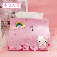 ins girly style cute tissue box household paper box car paper holder set pu desktop cartoon napkin toilet paper holder