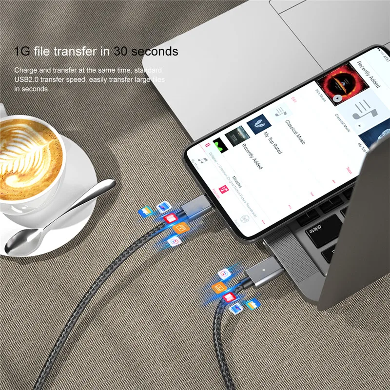 100 Вт магнитного типа C микро USB кабель 5A быстрой зарядки QC4.0 Переходник PD Type для