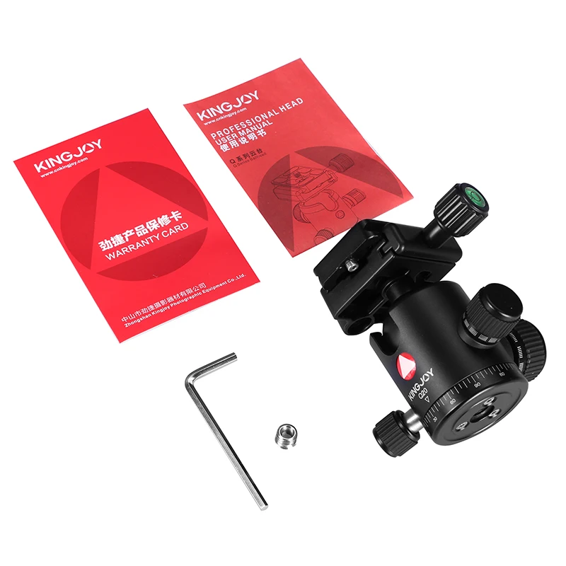 KINGJOY Official Q20 Tripod Head Ball Rotating Panoramic BallHead with plate 1/4" to 3/8" Screw for Monopod DSLR Camera |