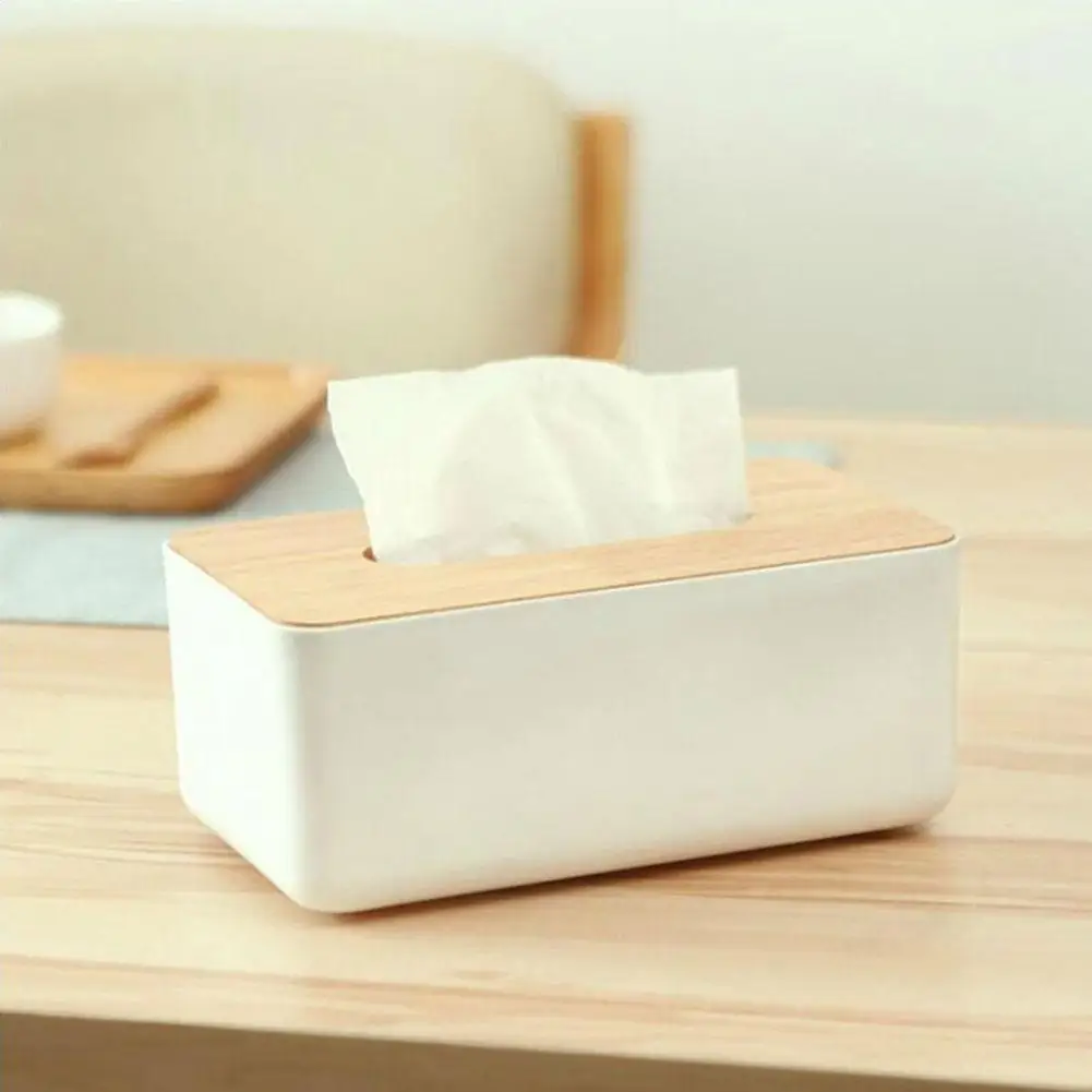 

Plastic Tissue Box Modern Wooden Cover Paper with Oak Home Car Napkins Holder Case Home Organizer Decoration Tools