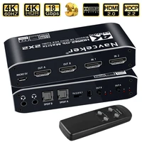 2x2 hdmi compatible matrix switch splitter with spdif lr 3 5mm hdr hdmi compatible switch 4x2 support hdcp 2 2