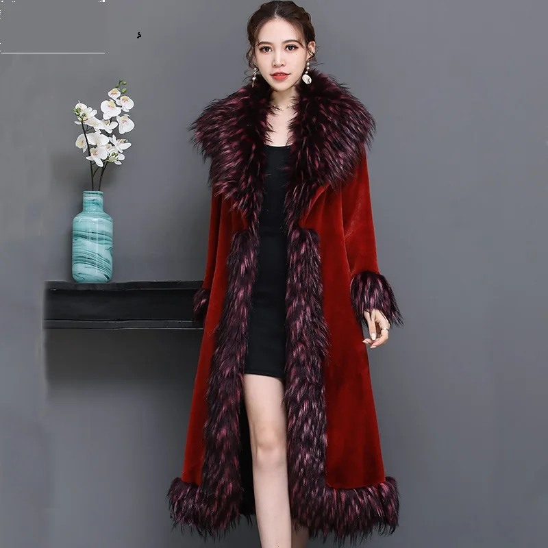 

Fashion Big fur collar Winter fur Coat Jacket Women Warm Thicken Parka Outerwear Plus size Windproof Long Faux fur Coats Female