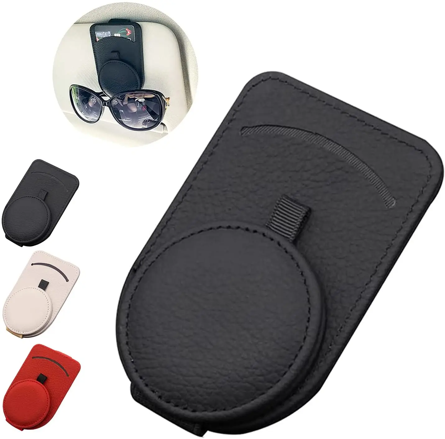 

Car Sun Visor Clip Glasses Frame Leather Multi-function Bill Card Holder Car Sunglasses Frame