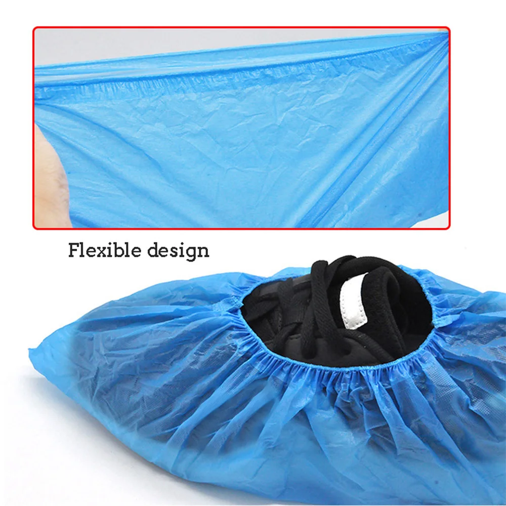 100 шт. одноразовых пластиковых чехлов для обуви CPE наружной и внутренней защиты от