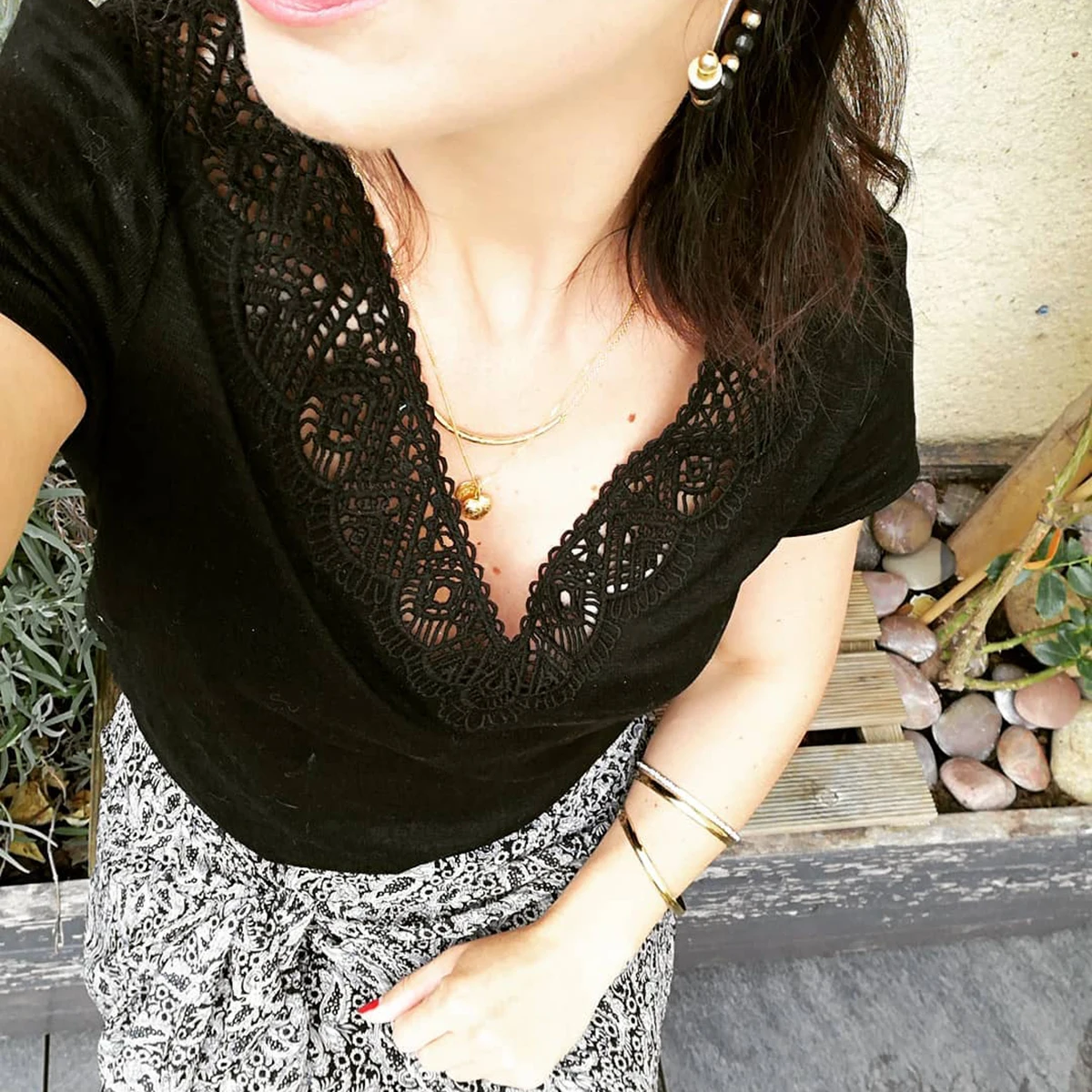 Футболка Jastie женская с коротким рукавом кружевная элегантная рубашка вышивкой и