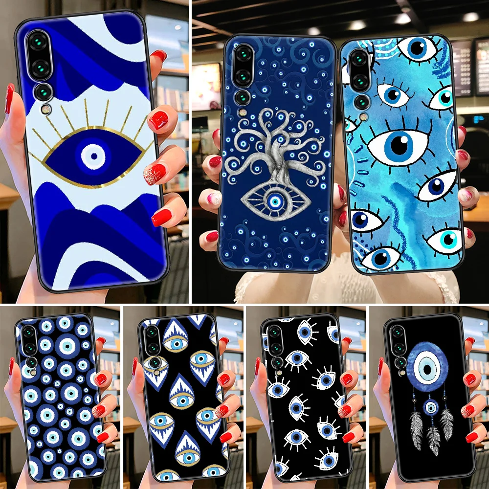 Evil Eye Phone case For Huawei P Mate P10 P20 P30 P40 10 20 Smart Z Pro Lite 2019 black painting prime silicone shell soft Etui