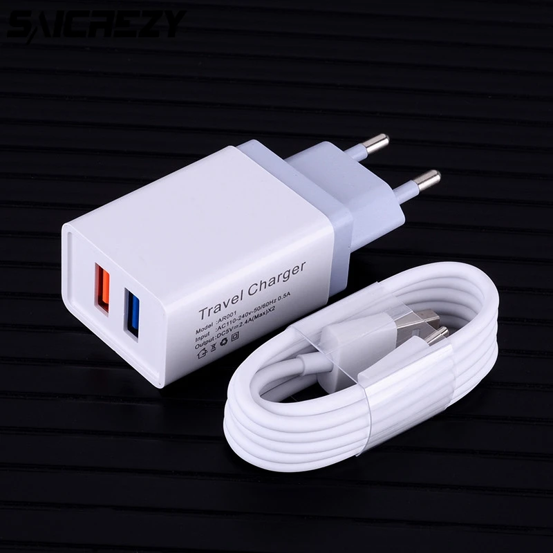 5 в USB ЕС-разъем, для поездок настенное зарядное устройство с Micro USB кабелем для samsung Galaxy S3 S4 S6 S7 Edge A3 A5 A7 J3 J5 J7()() A10