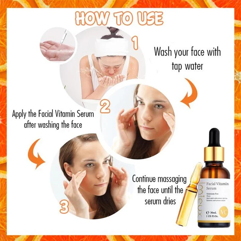 Витаминная Сыворотка для лица Гиалуроновая Кислота Витамин С отбеливающая