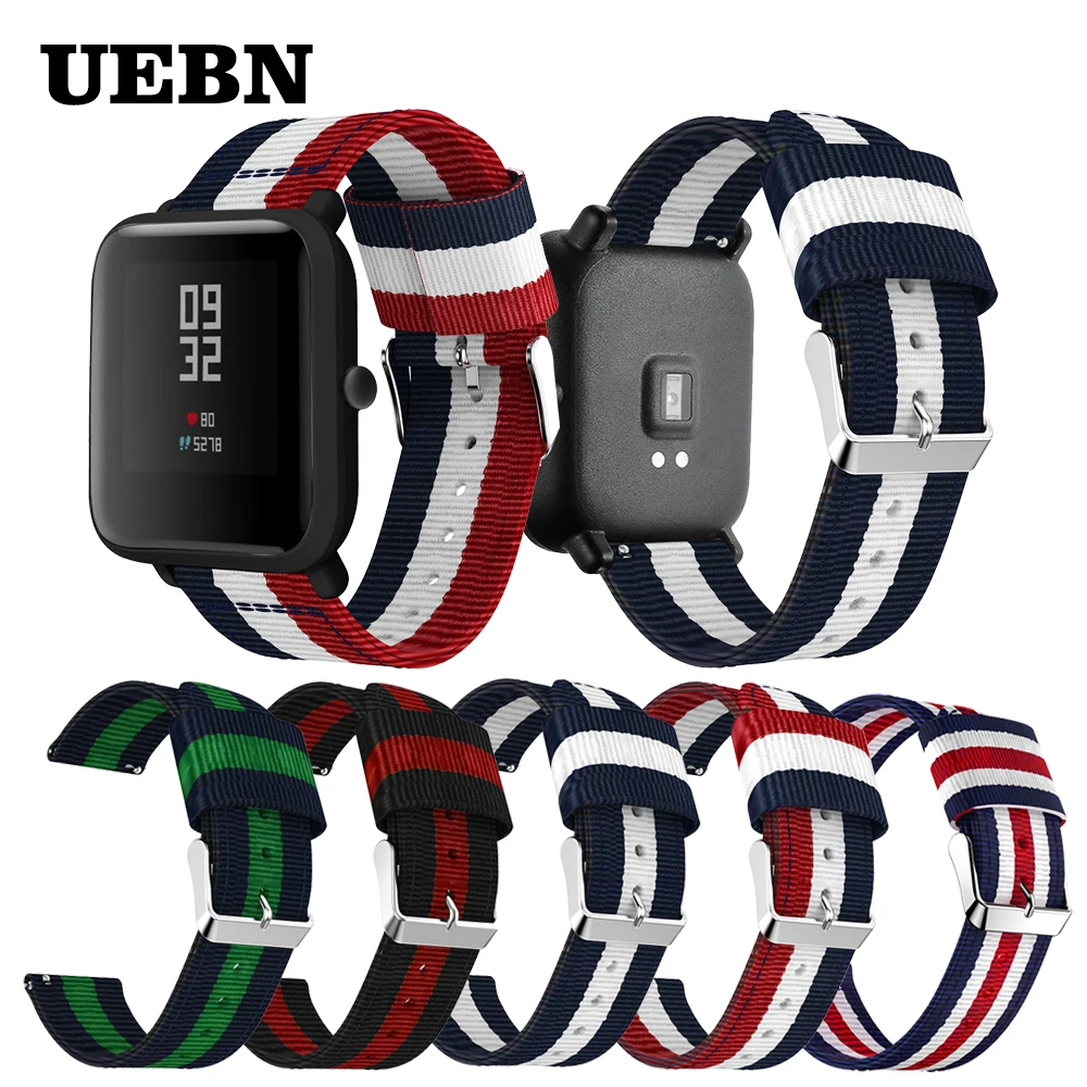 Ремешок UEBN для Xiaomi Amazfit Bip/GTS сменный нейлоновый браслет Huami GTR 42 мм 47 20 22 мм|Ремешки