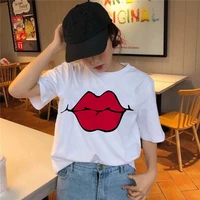 summer womens t shirt sexy lips printed t shirt vouge graphic short sleeve white t shirt casual woman top tee