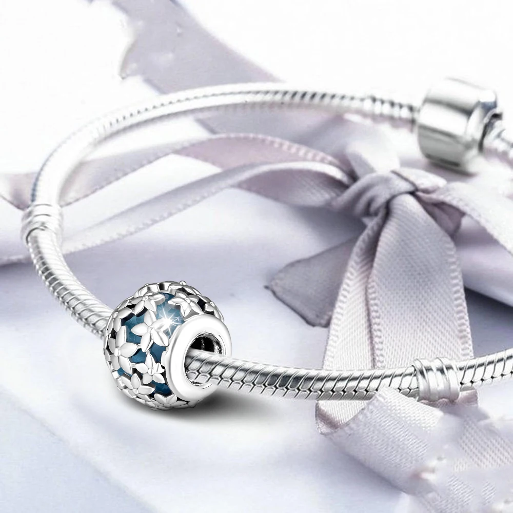 CKK 100% 925 Sterling-Silver Dazzling Daisies Beads Flower Charm DIY Fits for Brand Charms Bracelets Jewelry Making Bracelet | Украшения и