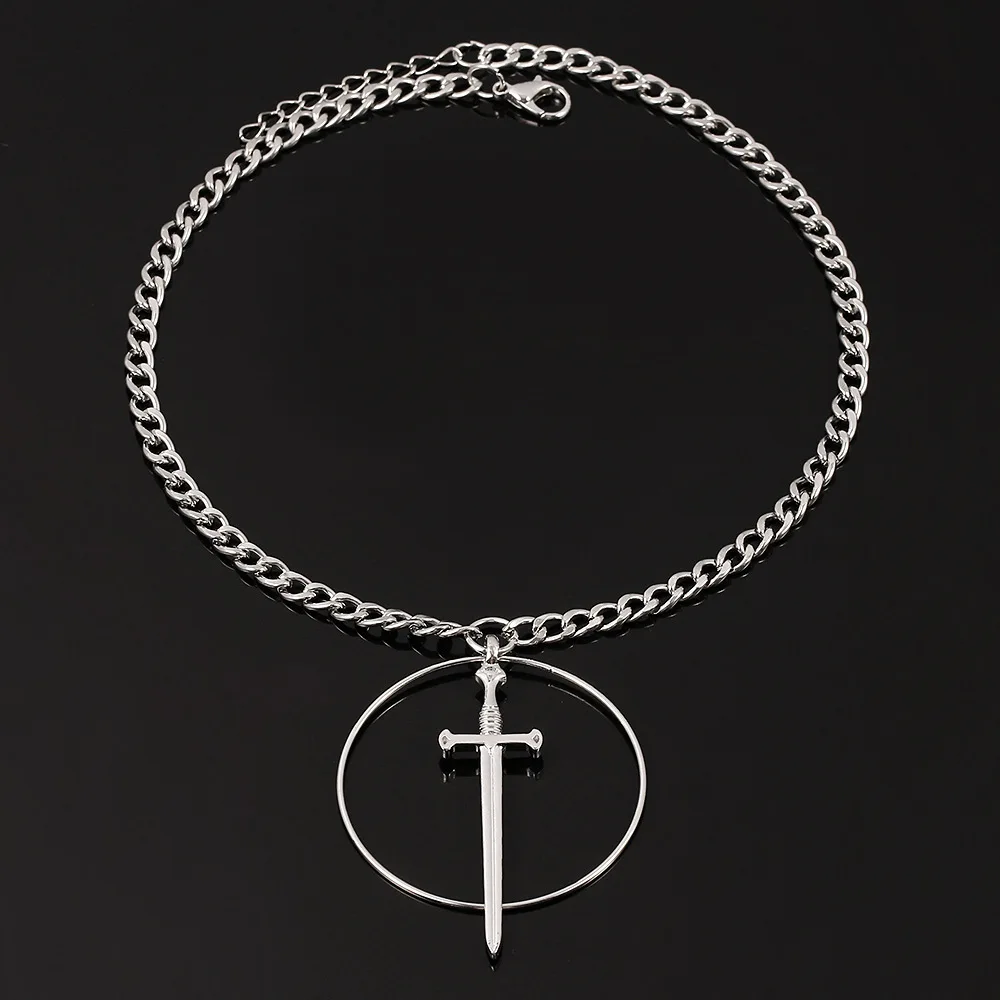 

Personality Circle Cross Pendant Necklace Gothic Style Punk Choker Chain Short Necklace for Men Women Halloween Jewelry Gifts