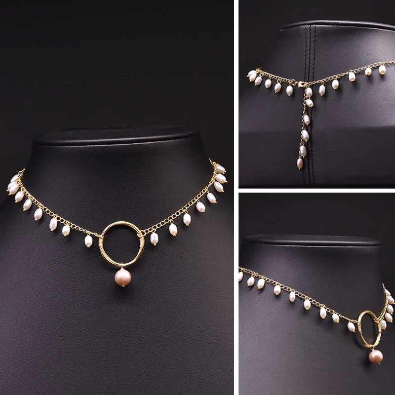 

Natural Fresh Water Pearl Choker Necklace For Women Wedding Gift Handmade Minimalism Necklace Luxury Fine Jewelry Accessories
