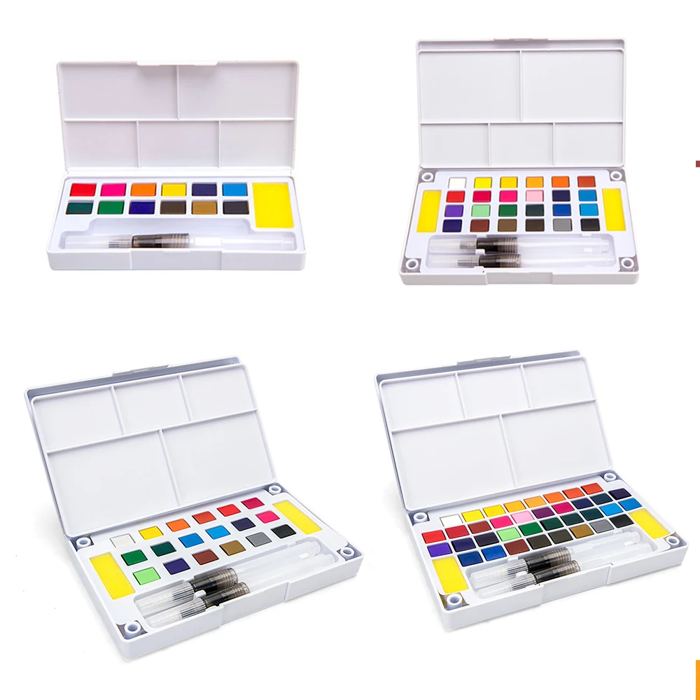 48 цветов пигмент одноцветные краски для воды набор с акварелью портативная кисть