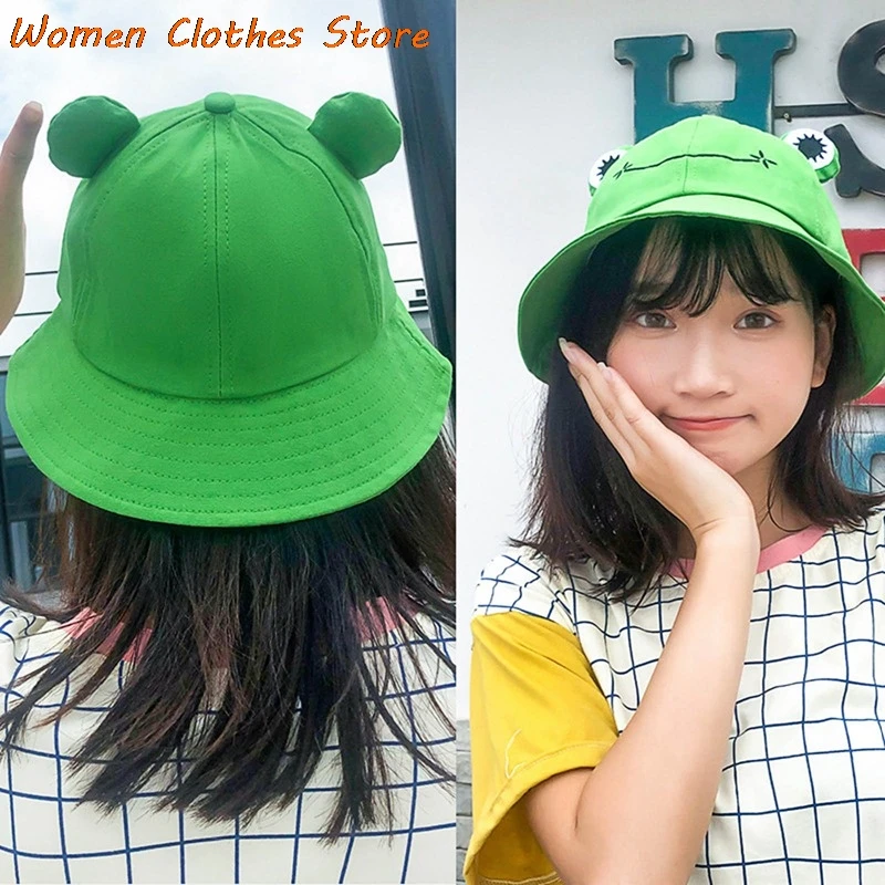 

Frog Bucket Hat For Women Girls Summer Autumn Plain Female Panama Outdoor Hiking Beach Fishing Cap Sunscreen Woman Visor