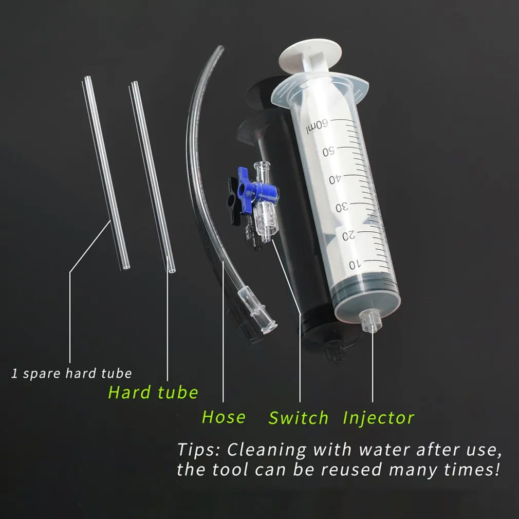 

60ml 200mm Cycle Bike Bicycle Tubeless Tyre Sealant Injector Injection Tool Bike Injector Accessories With Hose Hard Tube Switch
