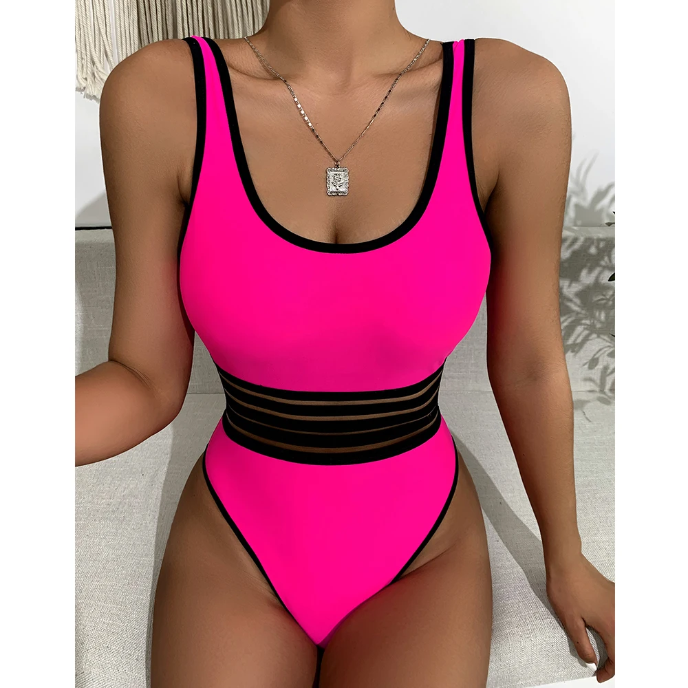 

Сетчатый слитный купальник в стиле пэчворк, женский сексуальный купальник 2022, Женский Бразильский купальный костюм, летняя пляжная одежда, ...