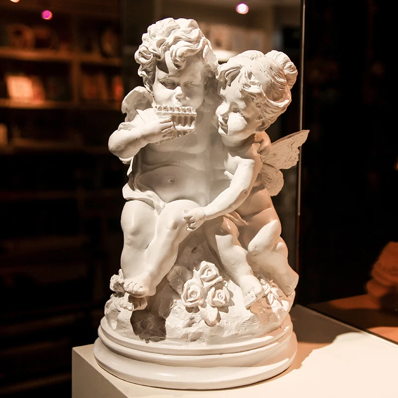 

CERAMICS CUPID ART SCULPTURE PORCELAIN ANGEL COUPLES FIGURINE CHARACTER STATUE CRAFT EUROPEAN HOME DECORATION WEDDING GIFT R5287