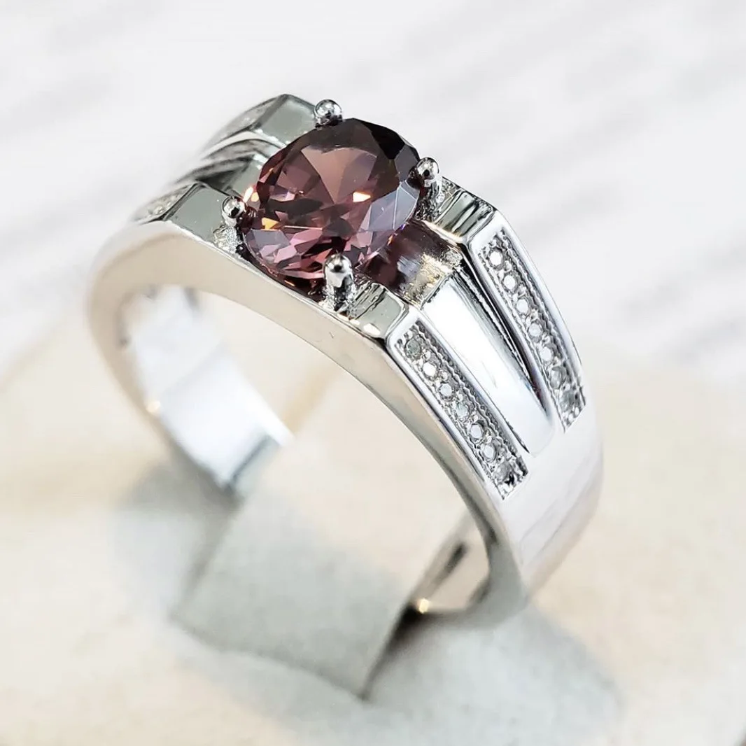 

2021 New Fashion Finger Jewelery With Exquisite Purple Cubic Zirconia and Silver Color Alloy Rings for Women Wedding Accessories