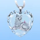 Ожерелье с подвеской в виде кота и сердца из натурального кристалла, ожерелье принцессы, женская мода, элегантный подарок на день Святого Валентина, годовщину вечерние вечеринку