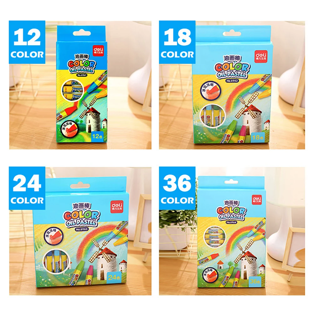 

12/18/24/36 Color Non-Toxic Kids Wax Crayon Stick Painting Drawing Sketching Oil Pastel