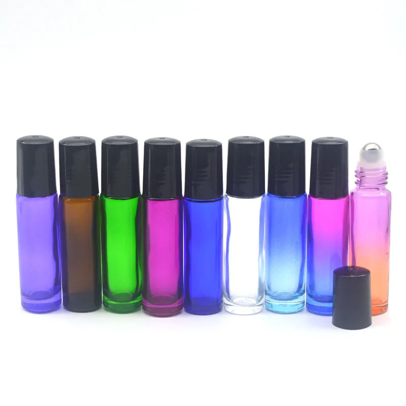 150pcs 10cc Gradient Colorful Glass Roller Bottle Empty Perfume Essential Oil Test 10ml Roll-On Thick Vial | Красота и здоровье