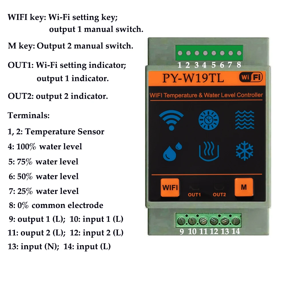 Pymeter PY-W19TL wifi термостат регулятор температуры и уровня воды постоянная температура пополнения воды термометр wifi