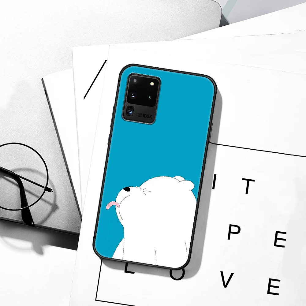 

Cute Cartoon We Bare Ice Bear Panda Phone Case For Samsung Galaxy S Note 6 7 8 9 10 E 20 UITRA FE 21 Plus Edge black Cover