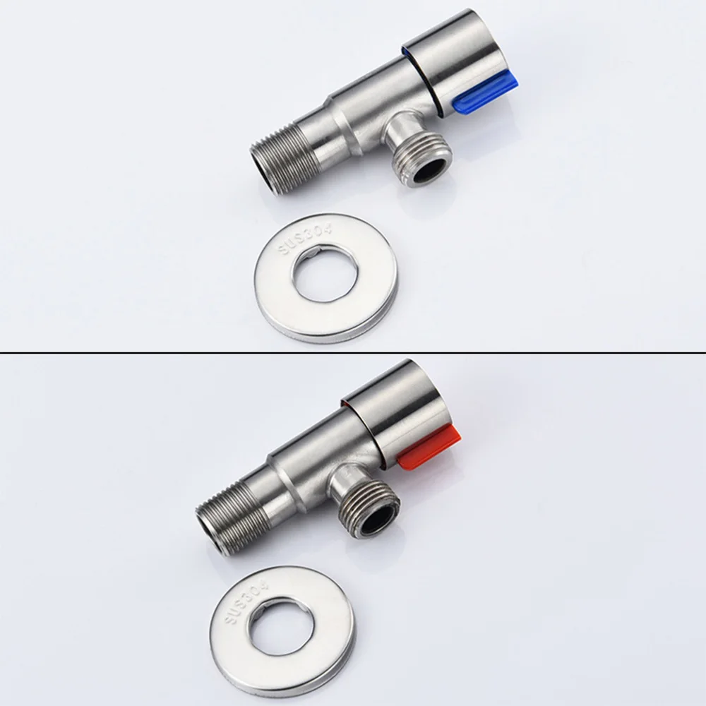 

2pcs Stainless Steel Bathroom Angle Thickened Hot Cold Water Shut Off for Toilet Kitchen Sink(Red/Blue)