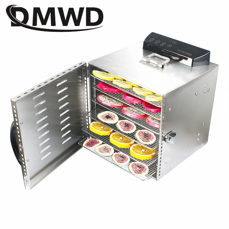 Desidratador de Alimentos Secador de ar Máquina de Secagem Bandejas Secos Petiscos Desidratação Fruta Vegetal Aço Inoxidável Erva Carne 110v – 220v 6