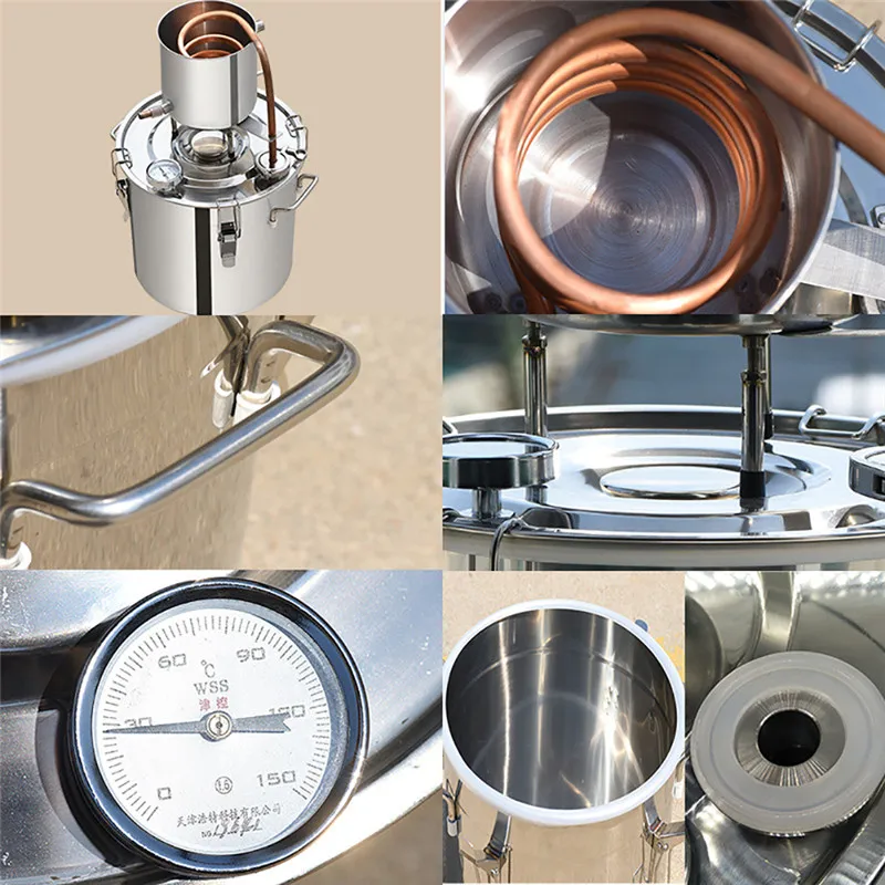 

12/20/33/50L Distiller Moonshine Alcohol Distiller Stainless Copper DIY Home Liquor Whisky Water Wine Essential Oil Brewing Kit