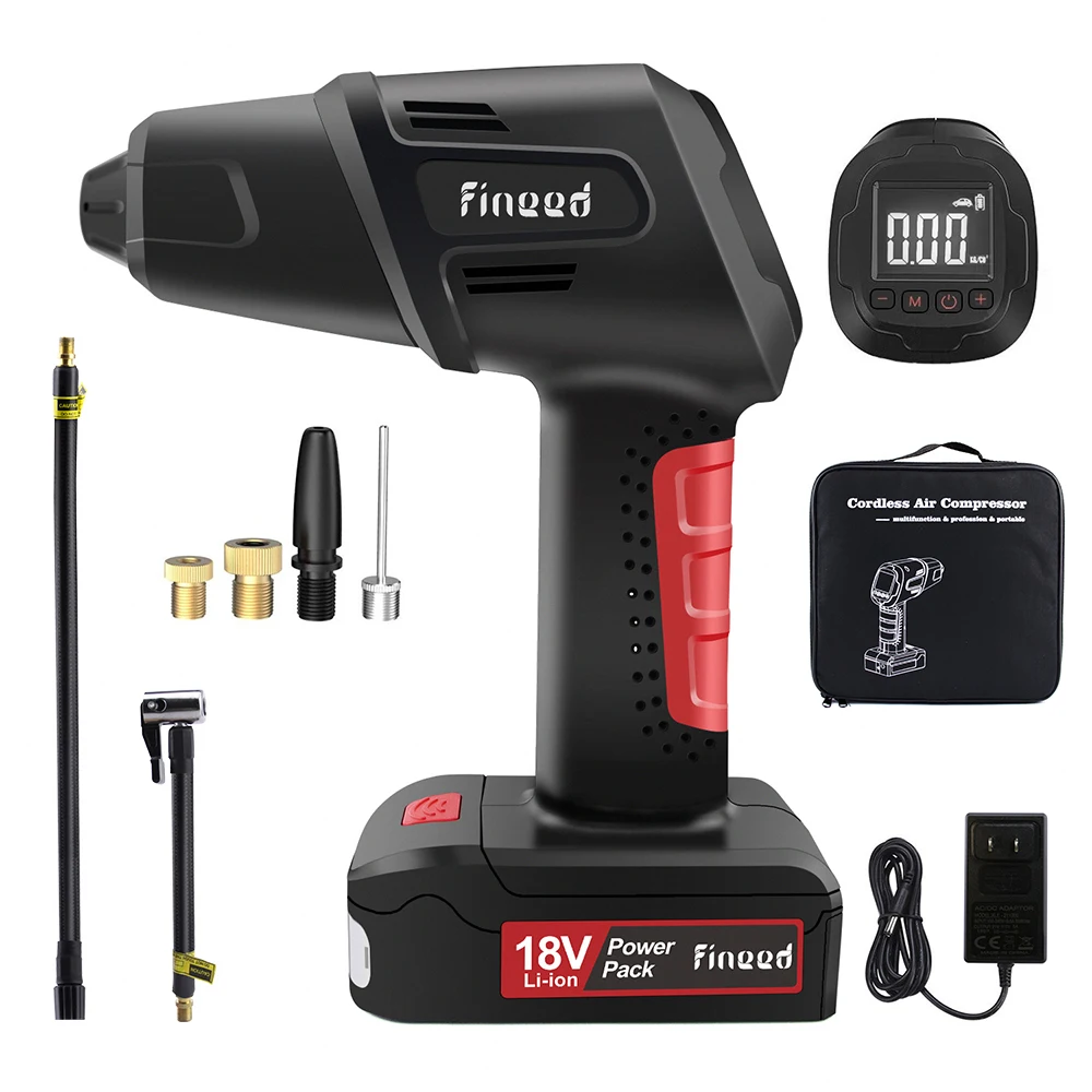 Fineed 18V беспроводной воздушный компрессор шин надувной 150 PSI Портативный