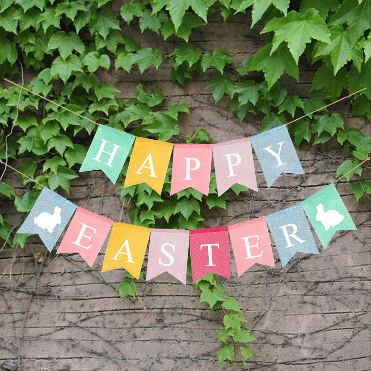 Счастливые пасхальные украшения гирлянды баннеры мешковины Баннеры Висячие
