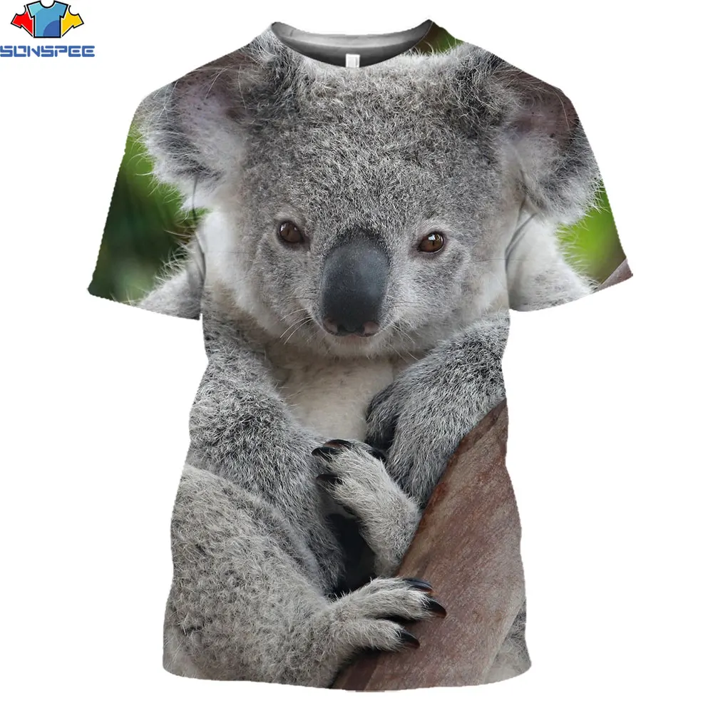

SONSPEE 3D Hairy Cute koala T-shirt 2021 summer Unisex Casual Short sleeve Men 3D style Street wear Pullover Clothing