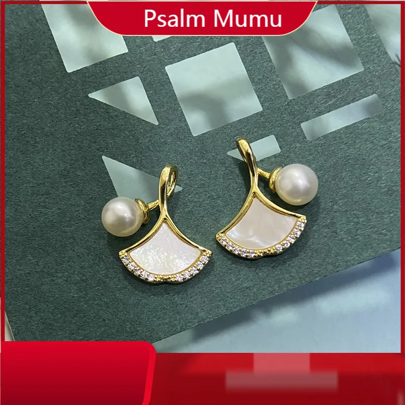 

Ginkgo leaf earrings Chinese style fan modeling Women's Earrings Prevent Allergy Ear hook exquisite 2021 New studs earrings