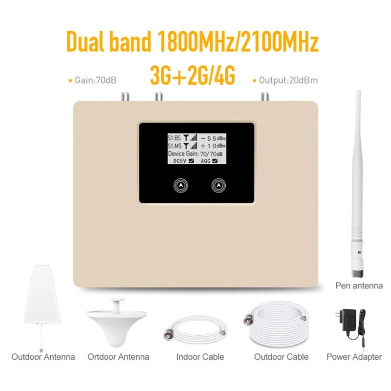 ATNJ умный Двухдиапазонный 2G 4G усилитель мобильного сигнала 1800/2100 МГц ретранслятор