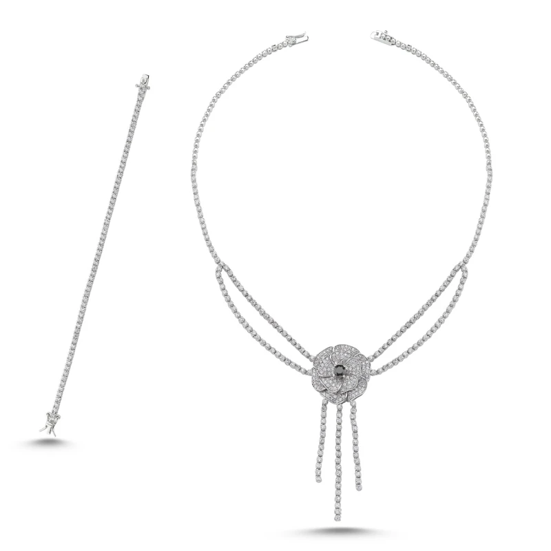 

Серебряный циркониевый цветочный набор Silverlina