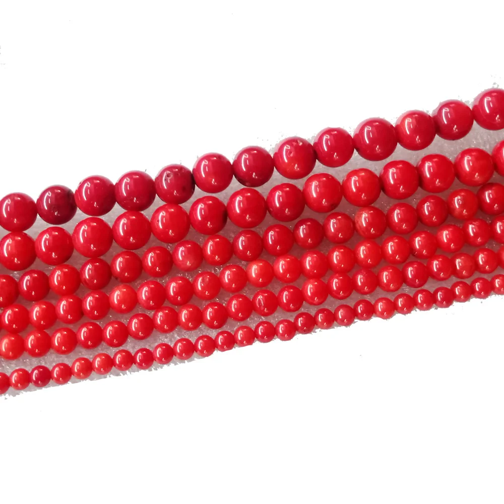 Бусины из натуральных материалов Синтетический Коралловый шар красные