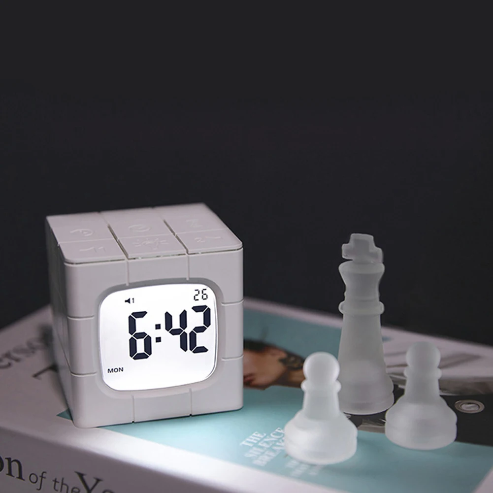 

Magical Cube Alarm Clock Timer USB Falling Asleep Bedside Digital Display LED Night Light Wake Up Alarm Clock Kitchen Home Gifts